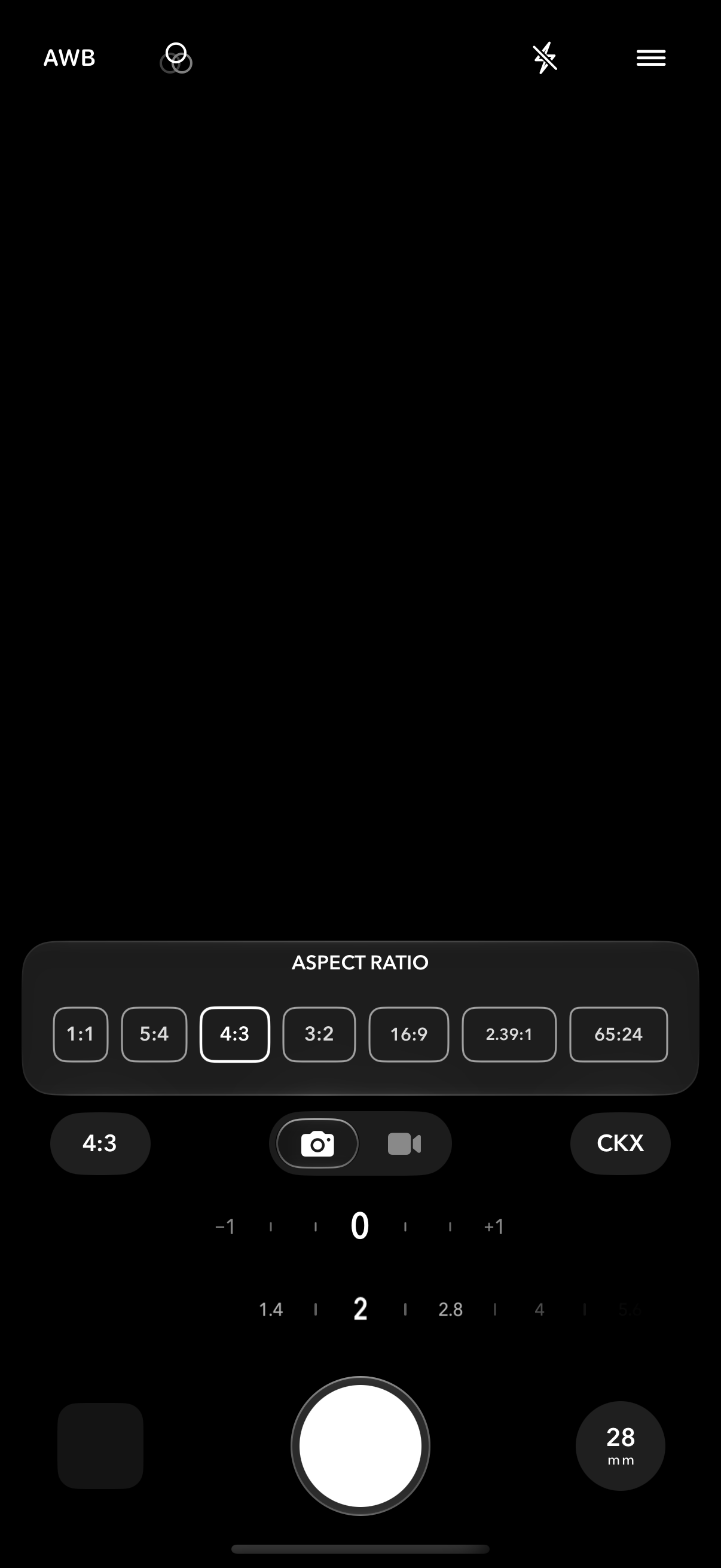 The aspect ratio panel